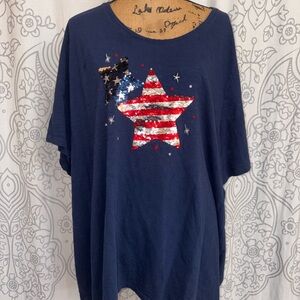 Catherines Blue Knit Tee with White Logo